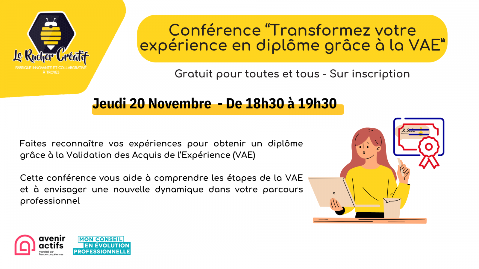 Conférence « Transformez votre expérience en diplôme grâce à la VAE »