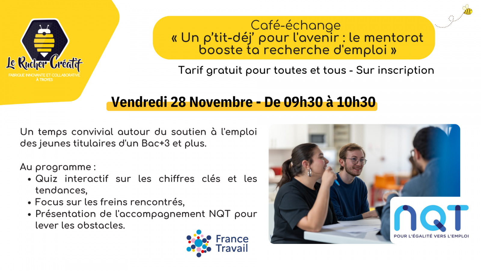 « Un p’tit-déj’ pour l’avenir : le mentorat booste ta recherche d’emploi »