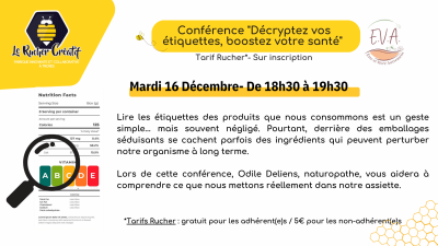 Conférence « Décryptez vos étiquettes, boostez votre santé »