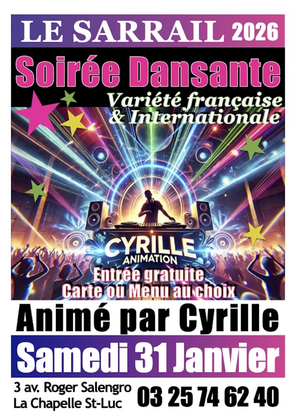 Soirée dansante variété Française et Internationale !