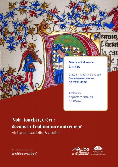 Visite et atelier aux Archives départementales – Voir, toucher, créer : découvrir l’enluminure autrement