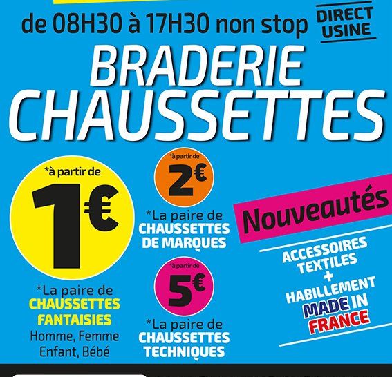 Braderie chaussettes direct usine Tismail