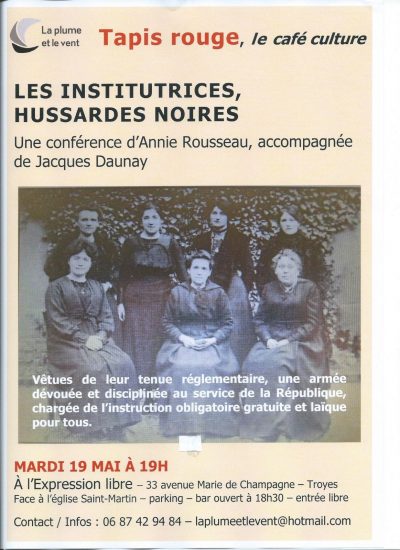 Tapis rouge, le café culture : « Institutrices, hussardes noires »