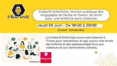 Collectif enfantiste, réunion publique des engagé(e)s de l&rsquo;Aube en faveur du droit pour une enfance sans violences