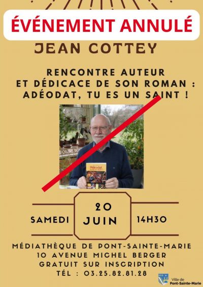 Rencontre auteur avec Jean Cottey : ANNULÉE