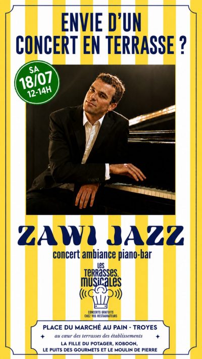 Les terrasses musicales. Concert ambiance piano-bar par le pianiste « Zawi Jazz »