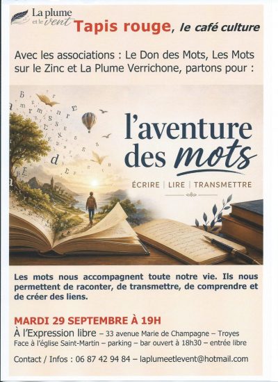 Tapis rouge, le café culture de La plume et le vent