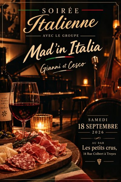 Soirée italienne avec le concert de Mad&rsquo;in Italia